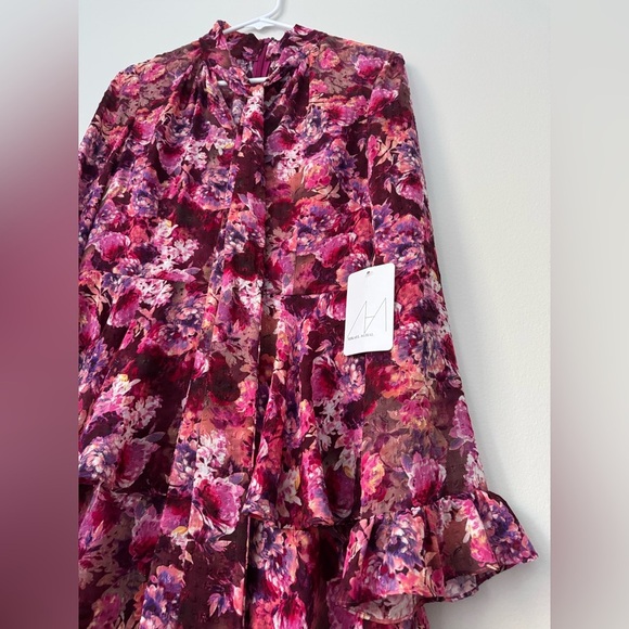 $1080 MIKAEL AGHAL Floral Maxi Dress Fucsia Color Size 6 NWT - Picture 10 of 15